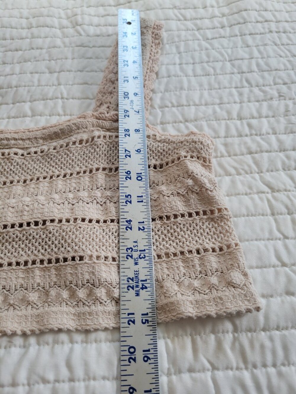Aerie Crochet Striped Crop Tank Top Blush Cream Boho Festival sz S/P - Picture 7 of 11